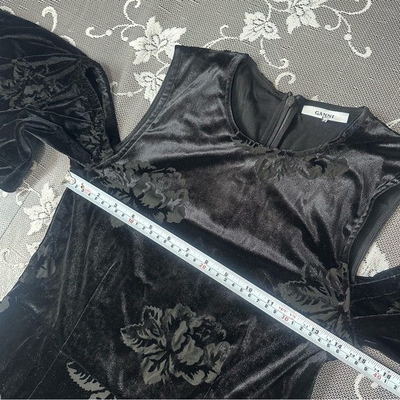 Ganni Black Bloomsbury Velvet  Maxi Dress Sz 38 - Picture 10 of 14